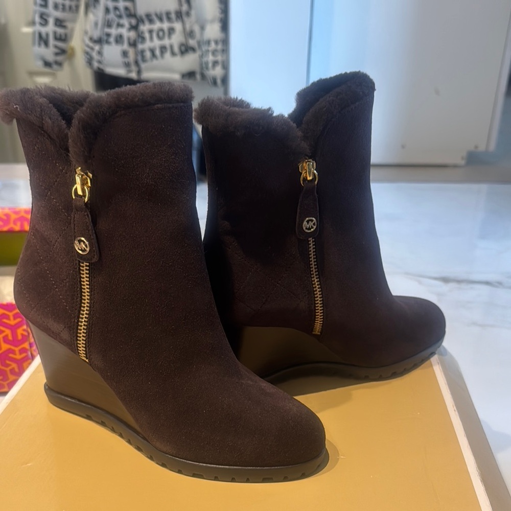 MICHAEL Michael Kors Dark Brown Wedge Boots